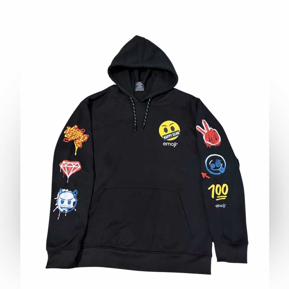 Southpole X Emoji Hoodie Happy Club Pullover Men's Large Black Peace Sign